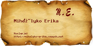 Mihályko Erika névjegykártya